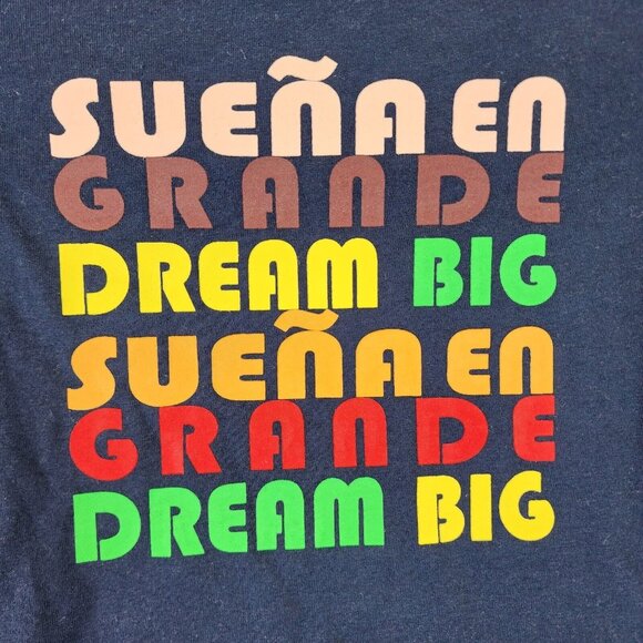 Unisex Kids Navy Shirt Short Sleeve Crew Neck Dream Big Latino Heritage Size 4T - Picture 6 of 9